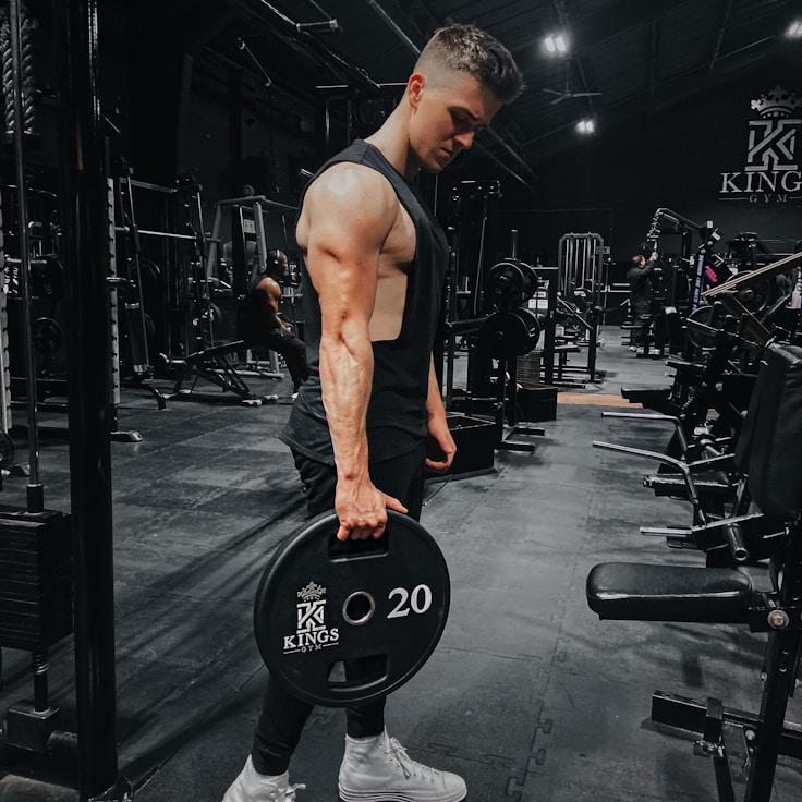 Commercial gym interior with weight machines